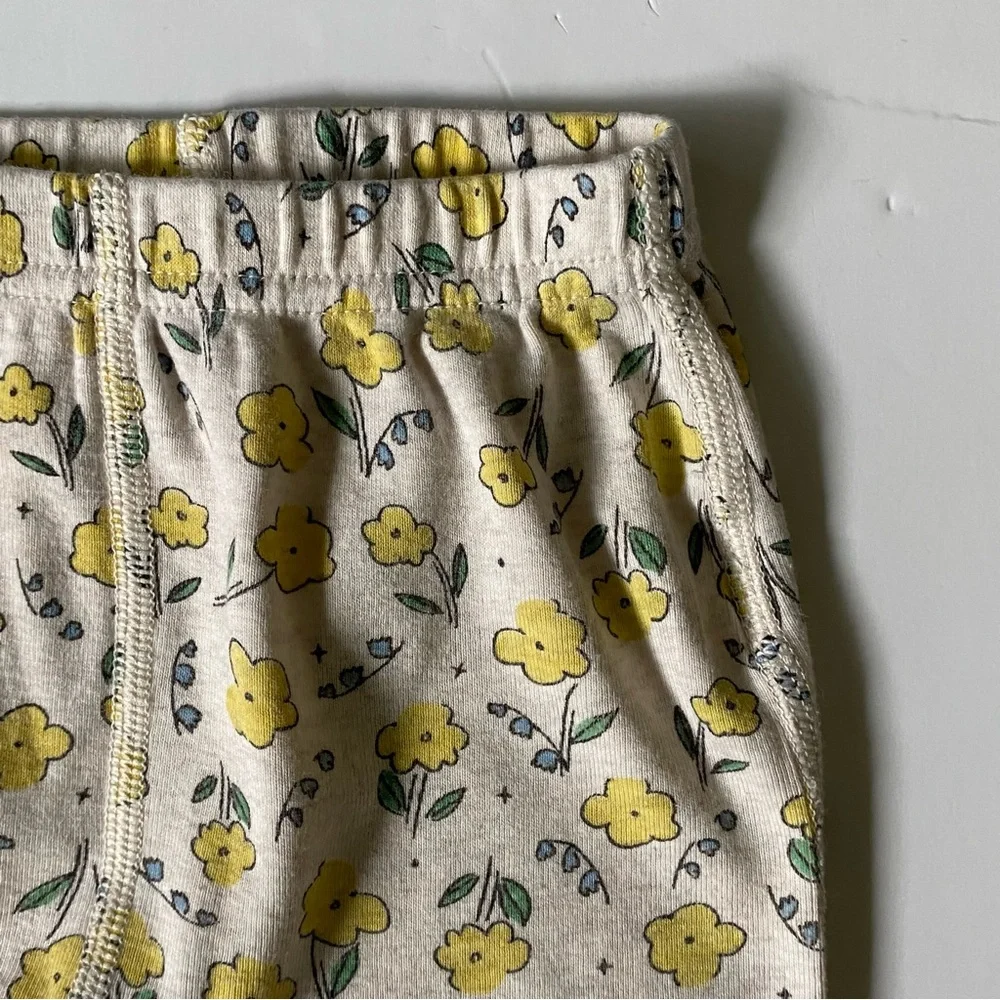 Hanna Andersson Outfit Size 3 6 Months Kimono Floral 2-Piece Yellow Flowers EUC